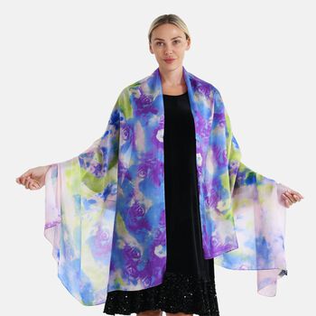 LA MAREY Signature Seidenschal aus 100% Maulbeerseide, 110 x 195 cm, Mehrfarbig