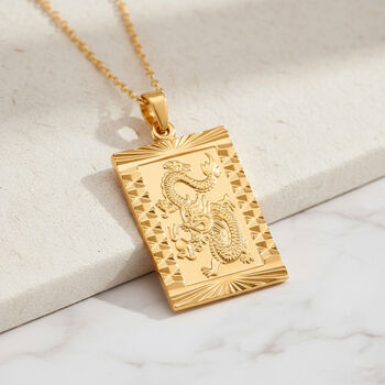 GOLD LOOKS - Drachen Halskette, Nickelfreies Messing, ca. 50 cm + 5 cm Extender, ca. 15,50g