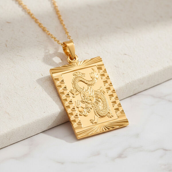 GOLD LOOKS - Drachen Halskette, Nickelfreies Messing, ca. 50 cm + 5 cm Extender, ca. 15,50g image number 2