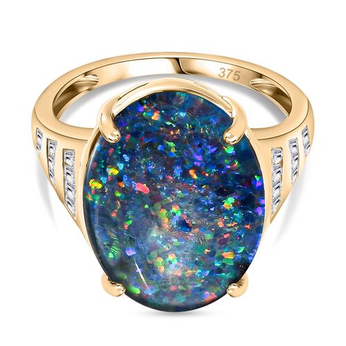 Boulder Opal Triplett und Zirkon Ring - 7,14 ct. image number 0