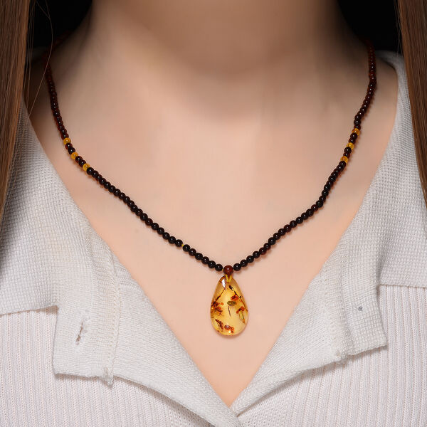 Bernstein Halskette ca. 55 cm + 5 cm Extender, 925 Silber Vergoldet (10-15 Werktage Lieferzeit) image number 1