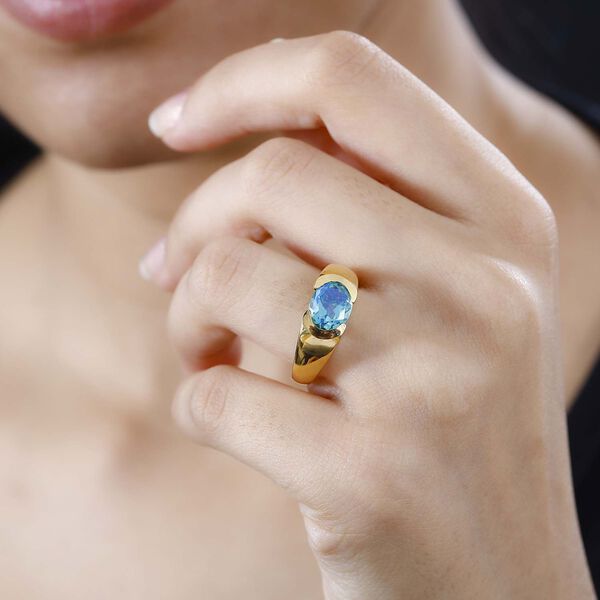 Pfau Triplett Quarz Ring, 925 Silber 750 Gelbgold Vermeil - 2,01 ct. image number 3