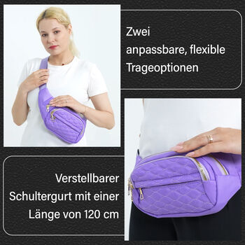 Multifunktionale RFID-gesch&uuml;tzte Nylon G&uuml;rteltasche mit Schnellverschluss, 36x4x13cm, Lavendel