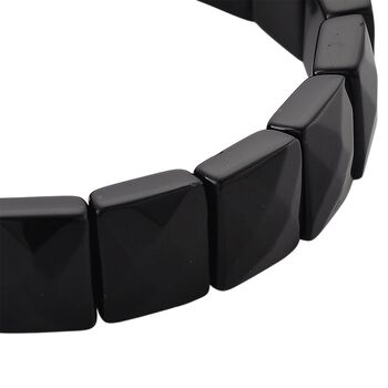 Schwarzer Glasachat Armband Flexibles (ca. 17-18.5 cm) ca. 120,00 ct.