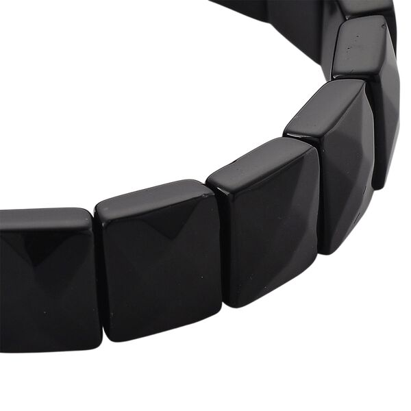 Schwarzer Glasachat Armband Flexibles (ca. 17-18.5 cm) ca. 120,00 ct. image number 3