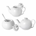 22 teiliges Porzellan Tee Set, 6 Tassen, 6 Teller, 7 Löffel, 1 Teekanne, 1 Zucker, 1 Milch - Art-déco-Stil image number 2