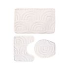 3er Set - Weiche und Saugfähige Badezimmer-Teppiche, Anti-Rutsch, 50x80, 50x40 U-Form, 43x38 Deckel-Bezug, Creme