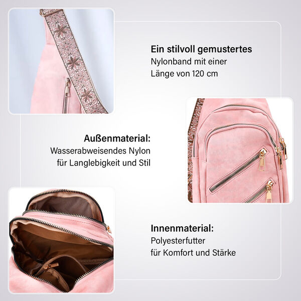 Rucksack aus Nylon mit RFID-Schutz, 19x8x32 cm, Rosa image number 3