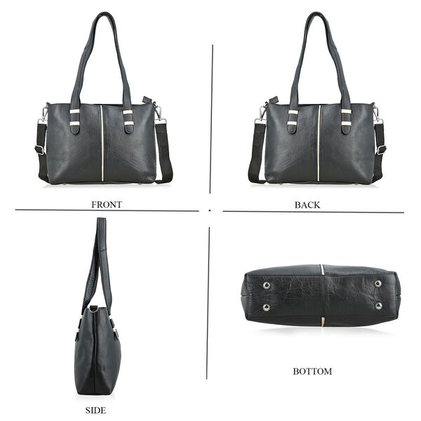 Elegante Echtleder Umh&auml;ngetasche mit Krokopr&auml;gung, 33 x 10 x 27 cm, Schwarz image number 4