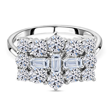 LUXURIANT SGL zertifizierter VS-EF Labor Diamant Ring, 925 Silber rhodiniert - 1 ct.