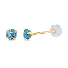 AAA Blauer Zirkon Ohrringe 375 Gold ca. 1,58 ct.