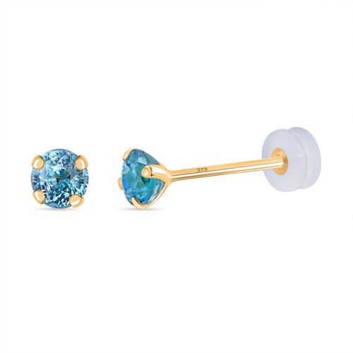 AAA Blauer Zirkon Ohrringe 375 Gold ca. 1,58 ct. image number 0