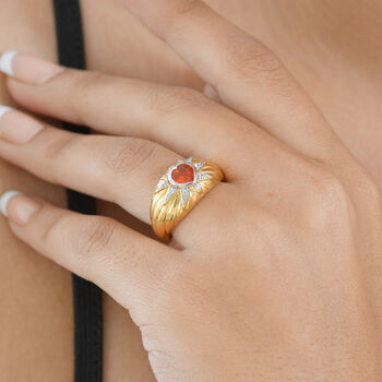 GP Celestial Kollektion- AAA Blaze Feueropal, Zirkon und Kanchanaburi blauer Saphir zweifarbiger Ring - 0,70 ct.