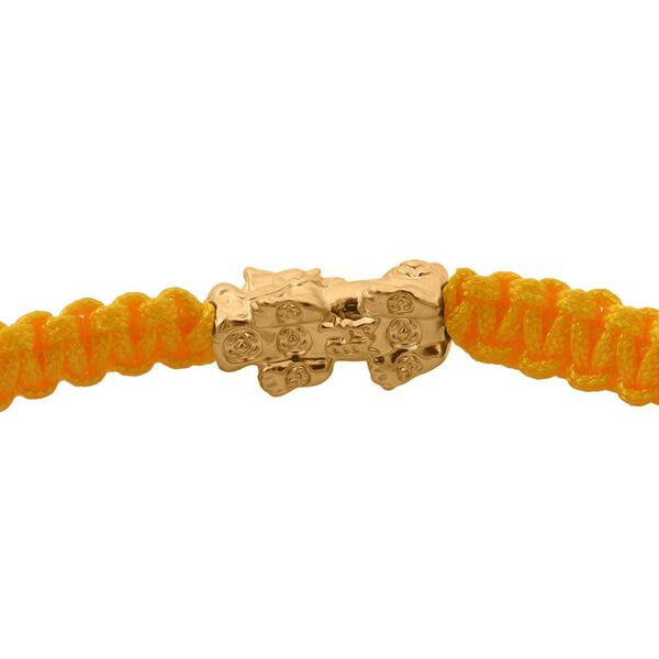 Flexibles, gelbes Fadenarmband mit Pixiu-Anhänger in 999 Gold, 18cm image number 3