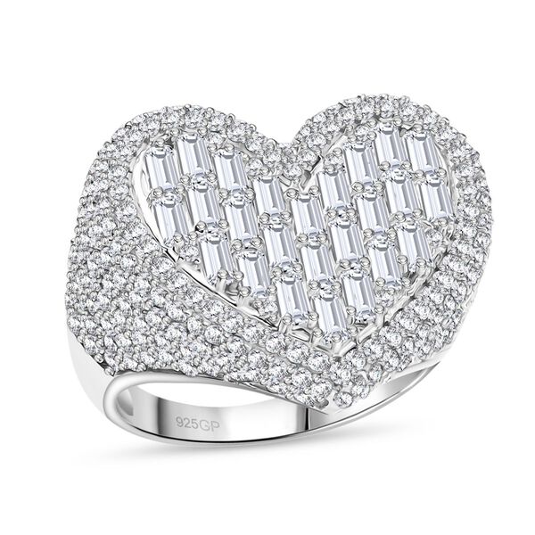 GP Amore Kollektion - Weißer Zirkon, Kanchanaburi Blauer Saphir Ring 925 Silber rhodiniert (Größe 20.00) ca. 4.70 ct image number 5