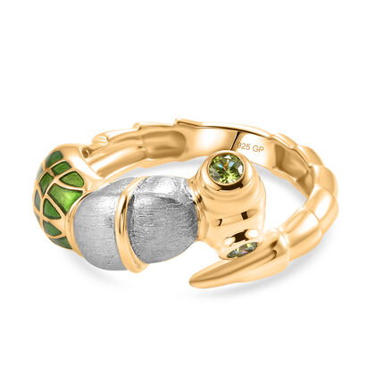 GP - AA Peridot, Kanchanaburi Blauer Saphir Ring 925 Silber 750 Vergoldet (Gr&ouml;&szlig;e 18.00)