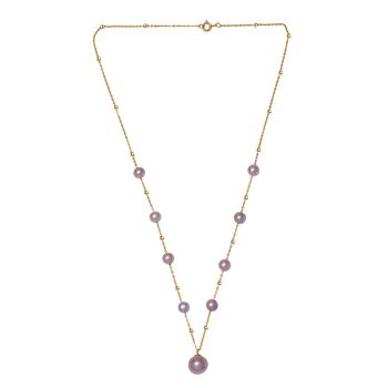 Lila Edison Perle Halskette ca. 50 cm 925 Silber vergoldet