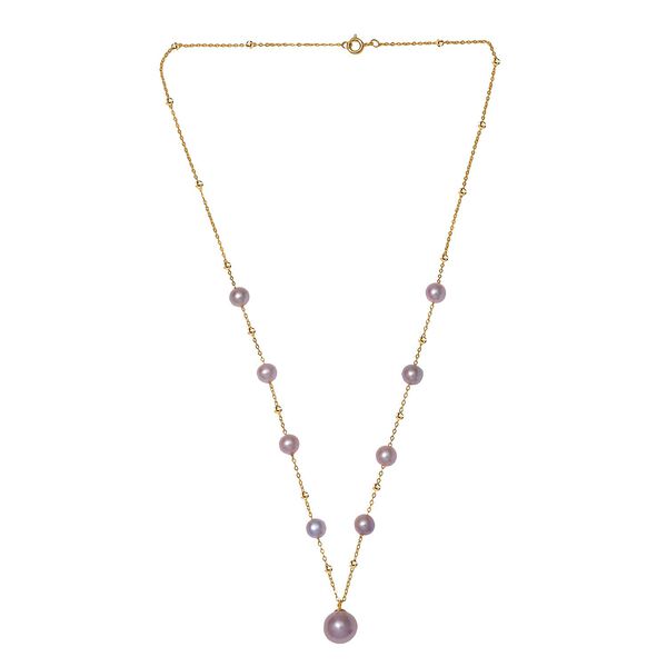 Lila Edison Perle Halskette ca. 50 cm 925 Silber vergoldet image number 3