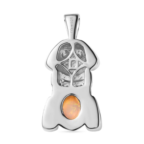 D'Joy AA Nat&uuml;rlicher, &auml;thiopischer Welo Opal, Wei&szlig;er Zirkon Anh&auml;nger 925 Silber platiniert ca. 0.28 ct image number 5