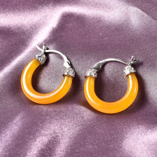 Gelbe Jade-Creolen, 925 Silber rhodiniert, ca. 14,18 ct image number 2