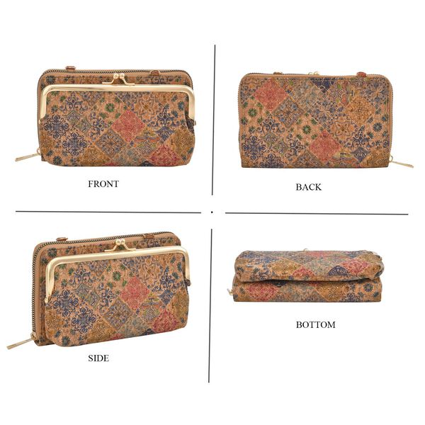 Crossbody Tasche aus Naturkork mit RFID-Schutz, Rauten-Muster image number 4