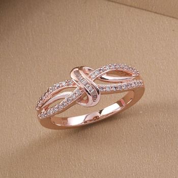 Nat&uuml;rlicher, rosa Diamant-Ring. 925 Silber Ros&eacute;gold Vermeil  ca. 0,25 ct