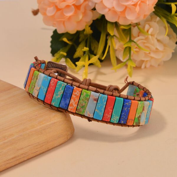 Imperial Mehrfarbiges Jaspis Armband, ca. 19 cm, Schwarz oxidiert ca. 80.00 ct image number 2