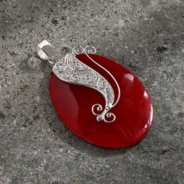 Koralle Anhänger 925 Silber ca. image number 1