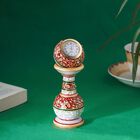 Handcrafted Makrana Marble Table Clock with Rajasthani Hand Enamelling
Size 15x5 Cm
Colour-  Red image number 1