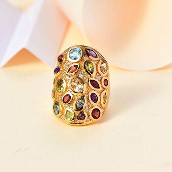 Mehrfarbiger Edelstein Ring, Messing (Gr&ouml;&szlig;e 18.00) ca. 5.27 ct