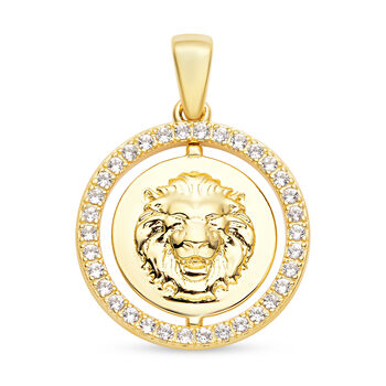 Wei&szlig;er Zirkon L&ouml;we-Anh&auml;nger, 925 Silber vergoldet ca. 0,63 ct