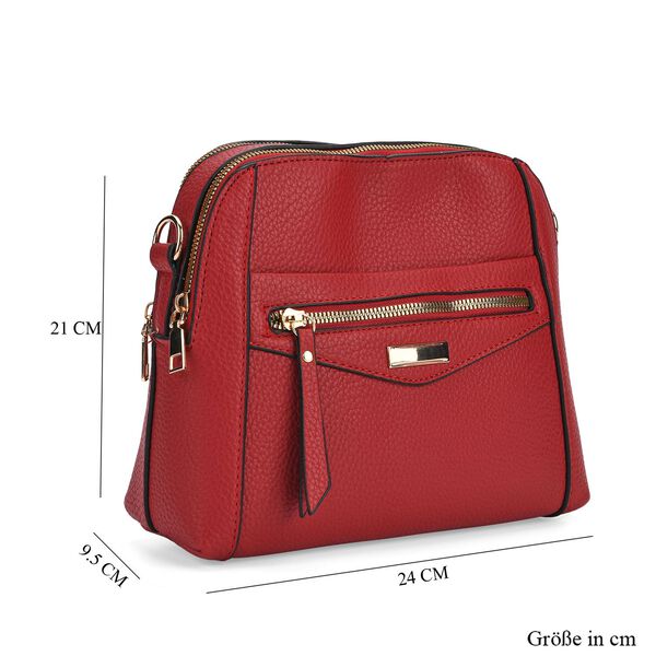 Crossbody-Tasche mit mehreren Rei&szlig;verschlussf&auml;chern und abnehmbarem Gurt, 25x9x18cm, Rot image number 7