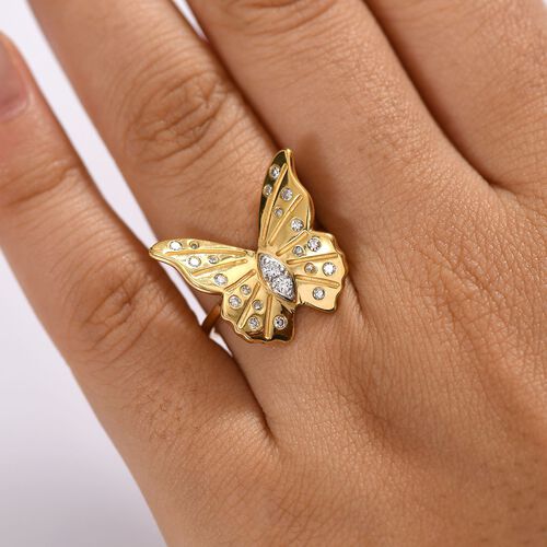 Lab Grown Diamant SI Ring 925 Silber 750 Gelbgold Vermeil (Größe 18.00) ca. 0,25 ct image number 2
