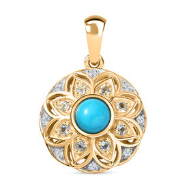 AA Sleeping Beauty Türkis, Blauer Apatit Anhänger, 925 Silber 750 Gelbgold Vermeil ca. 0.75 ct