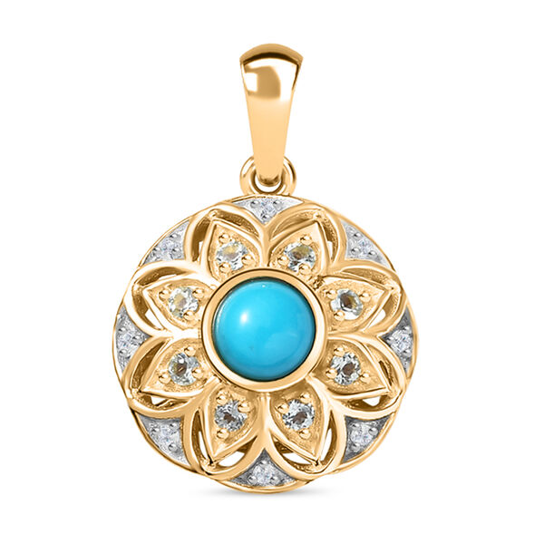 AA Sleeping Beauty T&uuml;rkis, Blauer Apatit Anh&auml;nger, 925 Silber 750 Gelbgold Vermeil ca. 0.75 ct