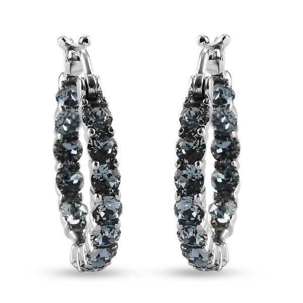 LUSTRO STELLA &Ouml;sterreichischer Indischer Saphir Kristall In Out Creolen Edelstahl image number 6