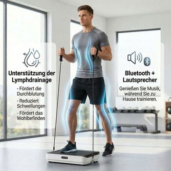 LIVMORE Vibrationsplatte Trainingsger&auml;t mit Fernbedienung, LED Display, Wei&szlig;