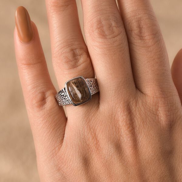 Der Schimmer der Natur - Erdnuss Holz Jaspis Ring Edelstahl (Größe 16.00) ca. 3.50 ct image number 2