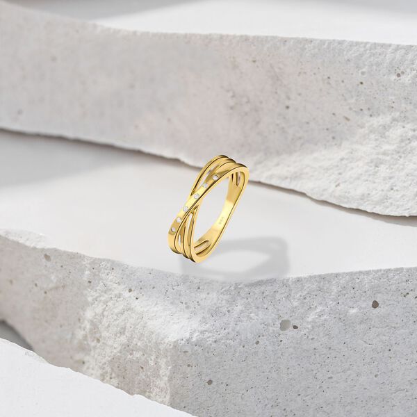 Weißer Diamant Ring, 925 Silber vergoldet (Größe 20.00) image number 2