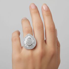 Lustro Stella Weißer Zirkonia Ring 925 Silber rhodiniert (Größe 17.00)
