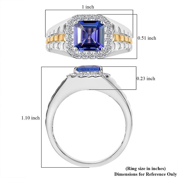 LUXURIANT AAA Tansanit und Labor Diamant Herrenring in 417 Wei&szlig;- und Gelbgold - 3,20 ct. image number 5