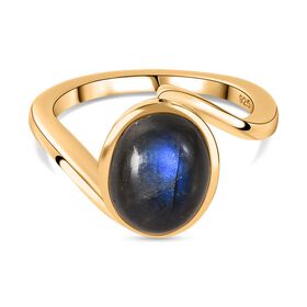 AAA Labradorit Ring 925 Silber 750 Gelbgold Vermeil (Größe 18.00) ca. 3,09 ct