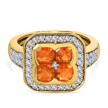 Purpurroter Feueropal und Zirkon-Ring - 1,46 ct.