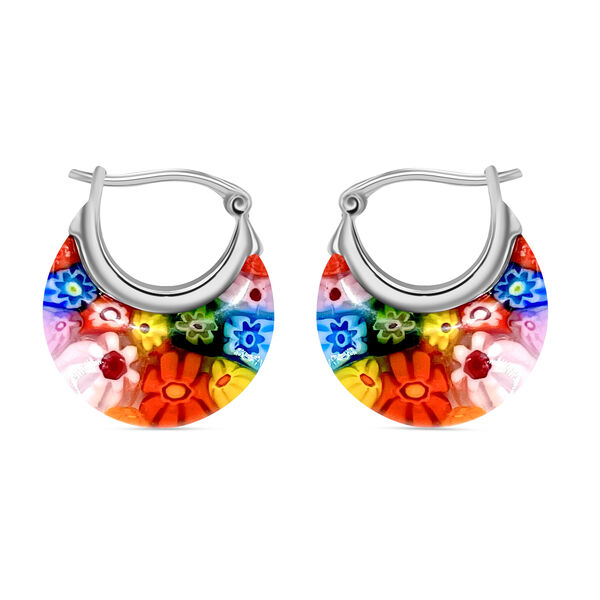 Blaue Murano-Stil Glas Huggie-Ohrringe