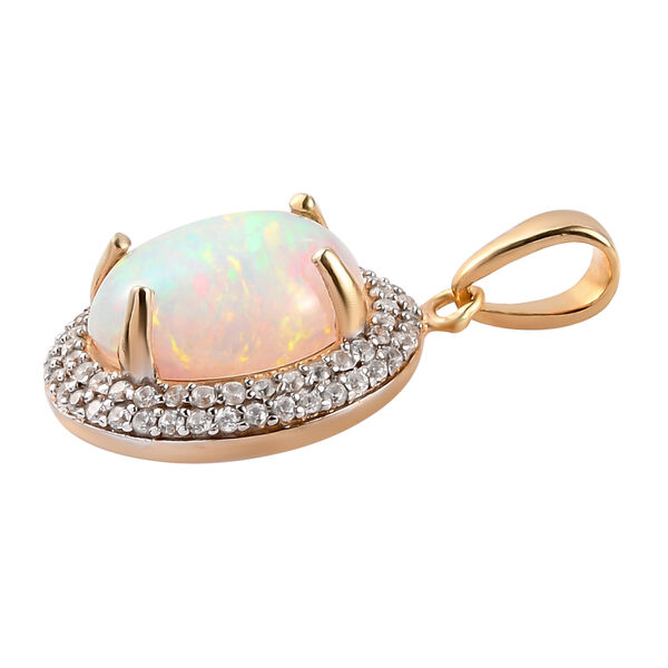 Nat&uuml;rlicher, &auml;thiopischer Opal und Zirkon Halo-Anh&auml;nger in Silber image number 4