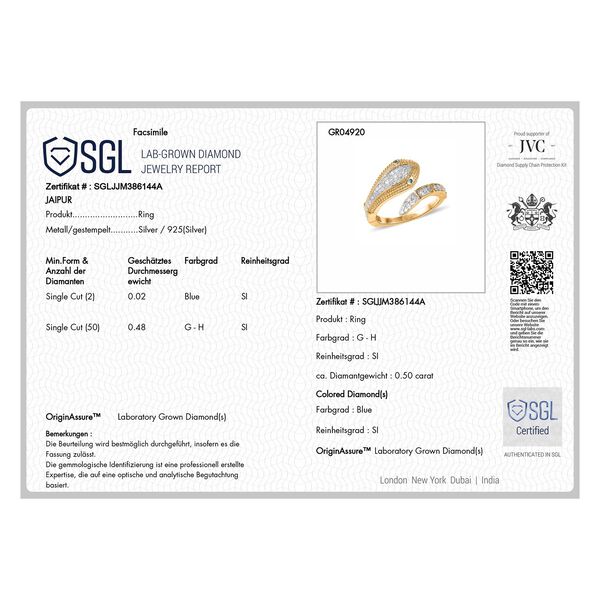 LUXURIANT DIAMANT - Lab Grown Diamant SI-GH Ring 925 Silber 750 Gelbgold Vermeil (Größe 18.00) ca. 0.50 ct image number 8
