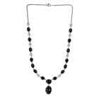 Schwarz Stern Diopsid Halskette ca. 45 cm 925 Silber platiniert ca. 56,73 ct.