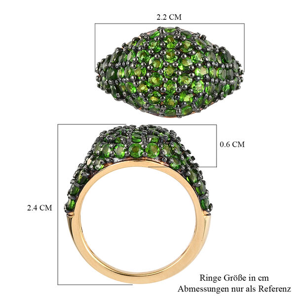 Natürlicher Chromdiopsid Cluster Ring 925 Silber vergoldet image number 8