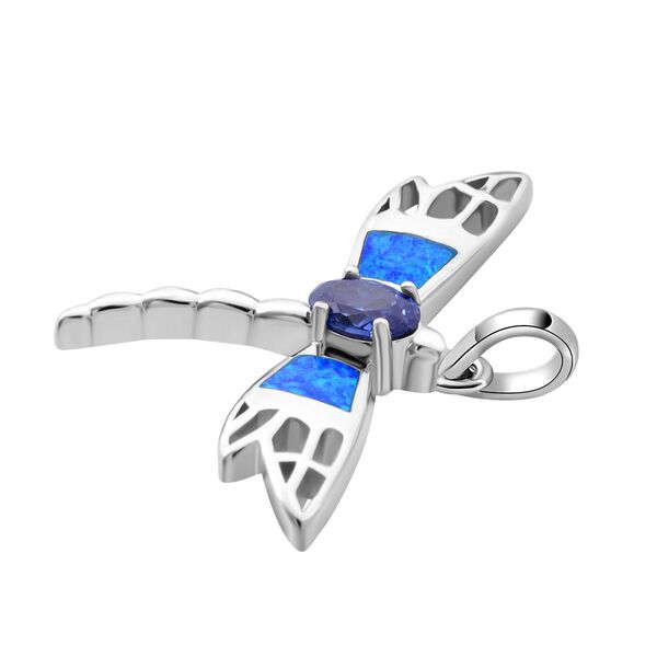 Tansanit Zirkonia und simulierter blauer Opal-Anhänger image number 3
