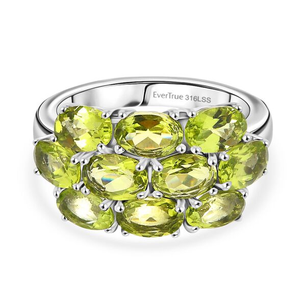 Nat&uuml;rlicher Peridot Ring 316L Edelstahl (Gr&ouml;&szlig;e 19.00) ca. 5.12 ct
